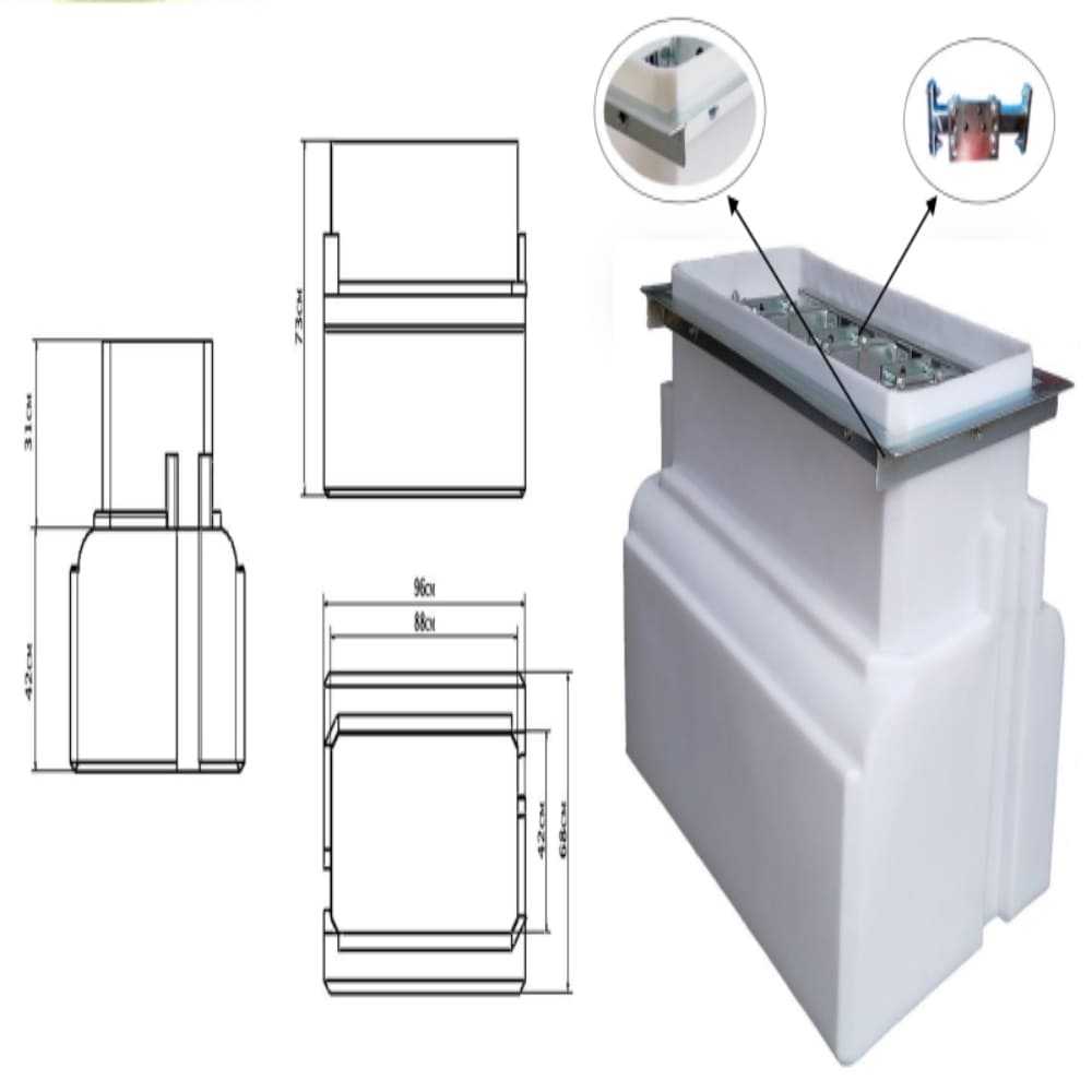 CAJA PARA CONTENCIÓN DE DERRAMES DE DISPENSADOR DE 3 PRODUCTO PRODUCTOS NACIONAL